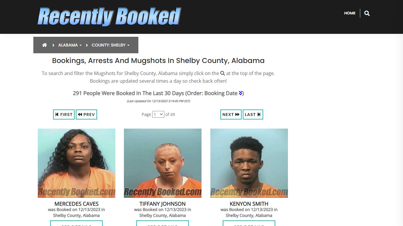 Recent bookings, Arrests, Mugshots in Shelby County, Alabama